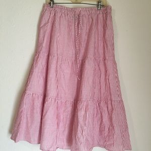 Talbots red and white striped midi skirt-lined